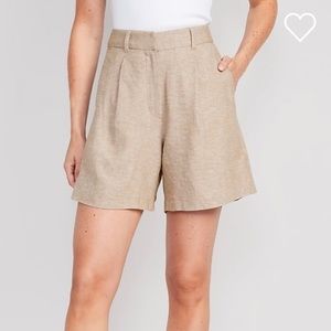 High waisted linen shorts